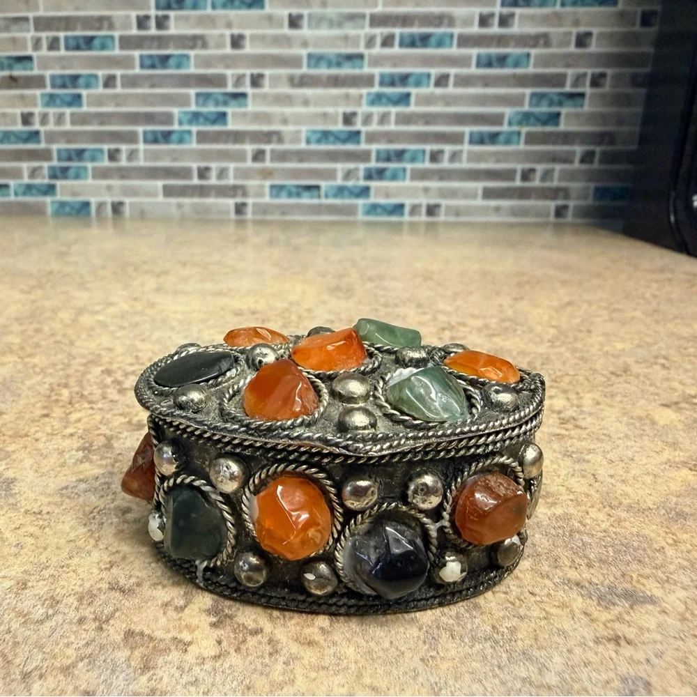 Vintage Moroccan Moorish Sajai gemstone box